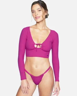 Women Hurley Bikini Tops|Bikinis*BABY RIB LONG SLEEVE CROP TOP