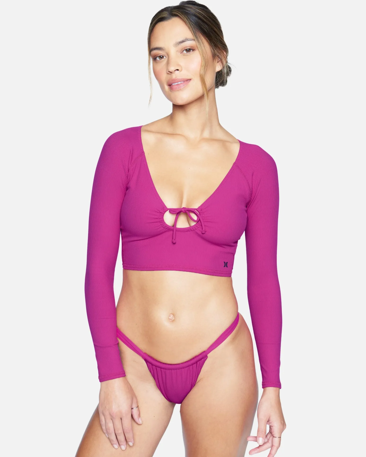 Women Hurley Bikini Tops|Bikinis*BABY RIB LONG SLEEVE CROP TOP