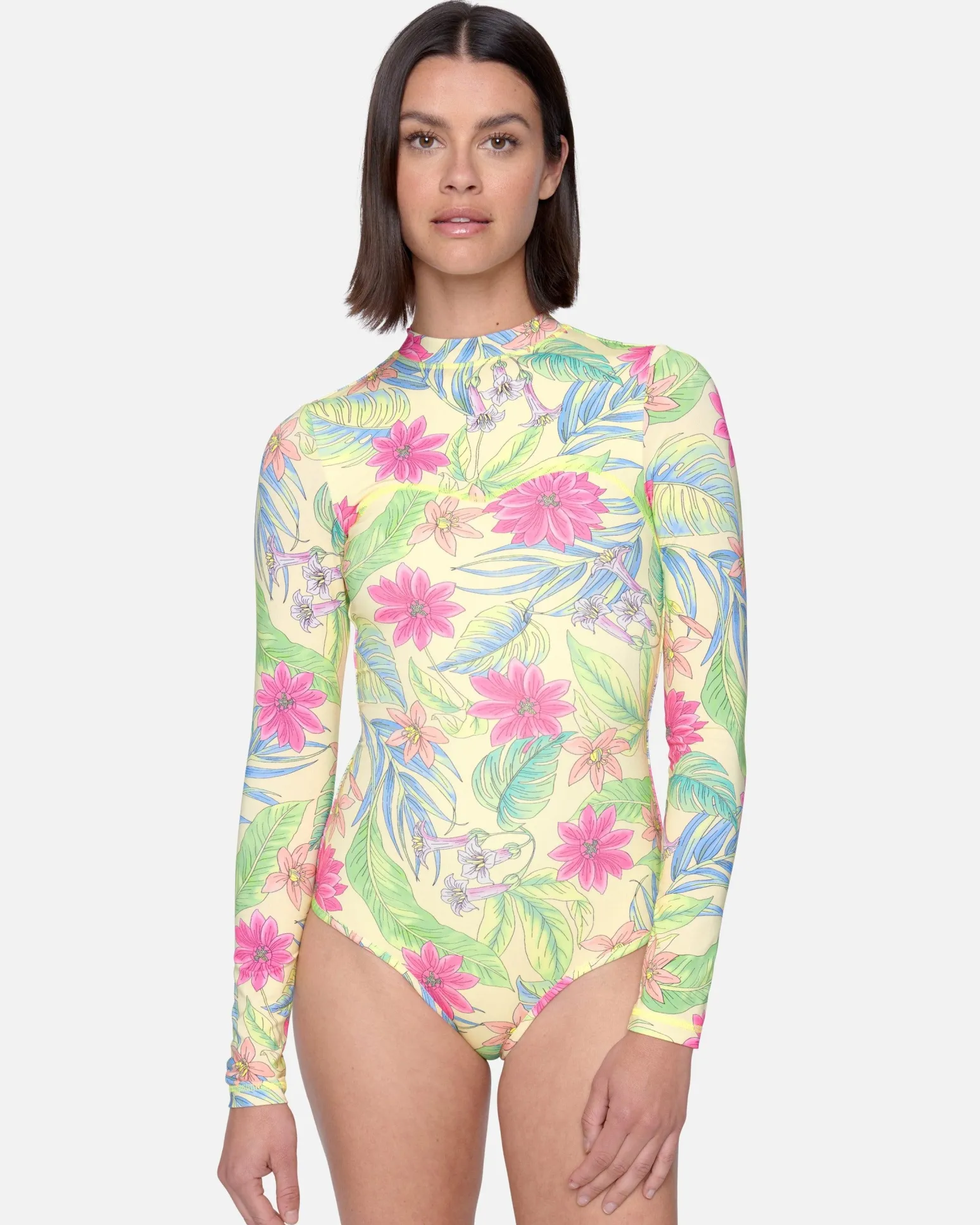 Women Hurley One Piece*Bloom Wash Zip Back Cheeky Surfsuit