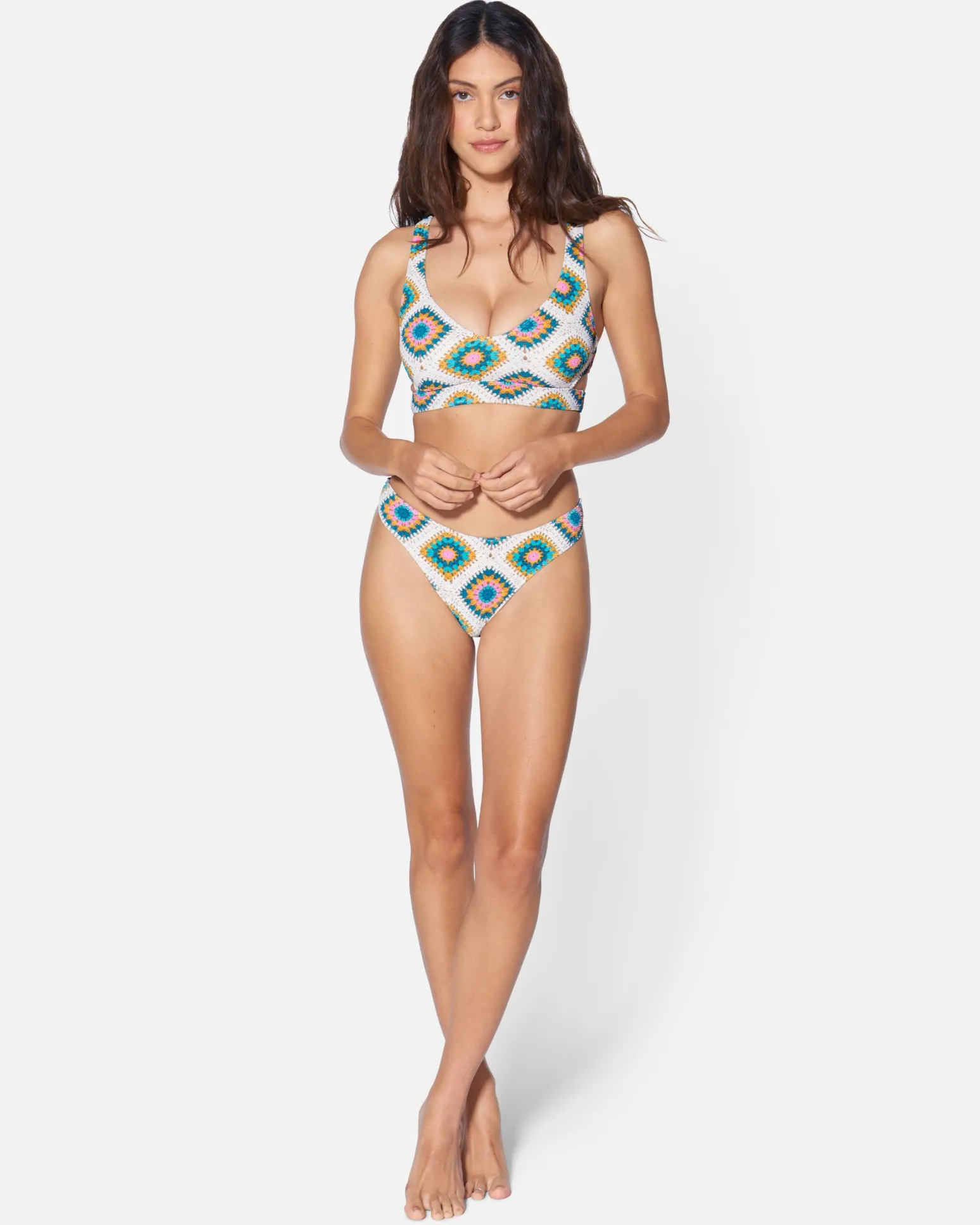 Women Hurley Bikini Tops|Bikinis*Crochet Diamonds Pull On Top