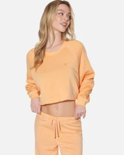 Women Hurley Hoodies & Fleece*Essential Burnout Fleece Crop Crewneck