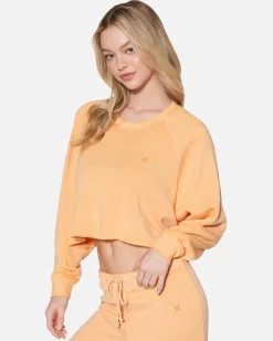 Women Hurley Hoodies & Fleece*Essential Burnout Fleece Crop Crewneck