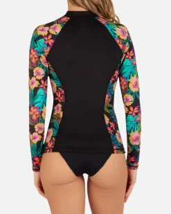 Women Hurley Rashguards & Surf Shirts|Rashguards & Surf Shirts*Fiji Fantasy Long Sleeve Zip Front Rashguard