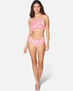 Women Hurley Bikini Bottoms|Bikinis*Max Flower Scrunch Adjustable Retro Bottom