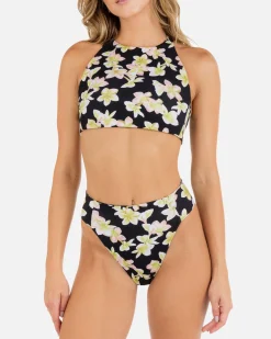 Women Hurley Bikini Tops|Bikinis*Max Plumeria Moderate Tab Side High Waist