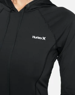 Women Hurley Rashguards & Surf Shirts|Rashguards & Surf Shirts*ONE AND ONLY SOLID LONG SLEEVE HOODIE SURF SHIRT