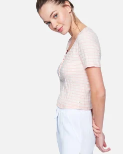 Women Hurley Tops & T-Shirts*Rib Short Sleeve Henley T-Shirt